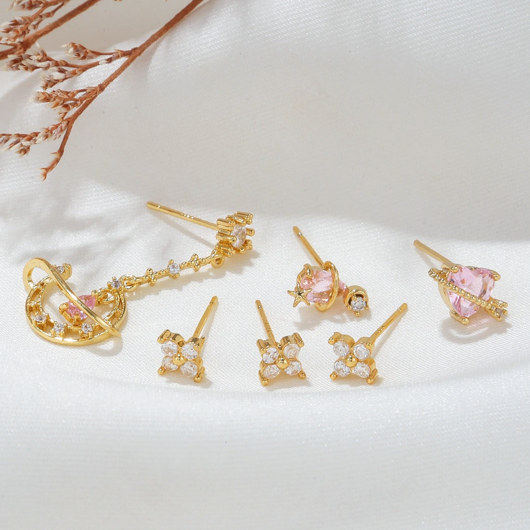 SAILOR MOON Earring Set | Pink Heart & Crescent Moon Drop Earrings | Magical Girl Jewelry