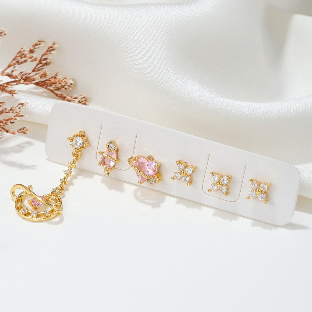 SAILOR MOON Earring Set | Pink Heart & Crescent Moon Drop Earrings | Magical Girl Jewelry