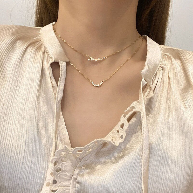 GOLD NECKLACE SET for Women, Layered Necklace set, Everyday Necklace Set, Gold Star Necklace, Gift For Her, Statement Necklace, Gold Choker