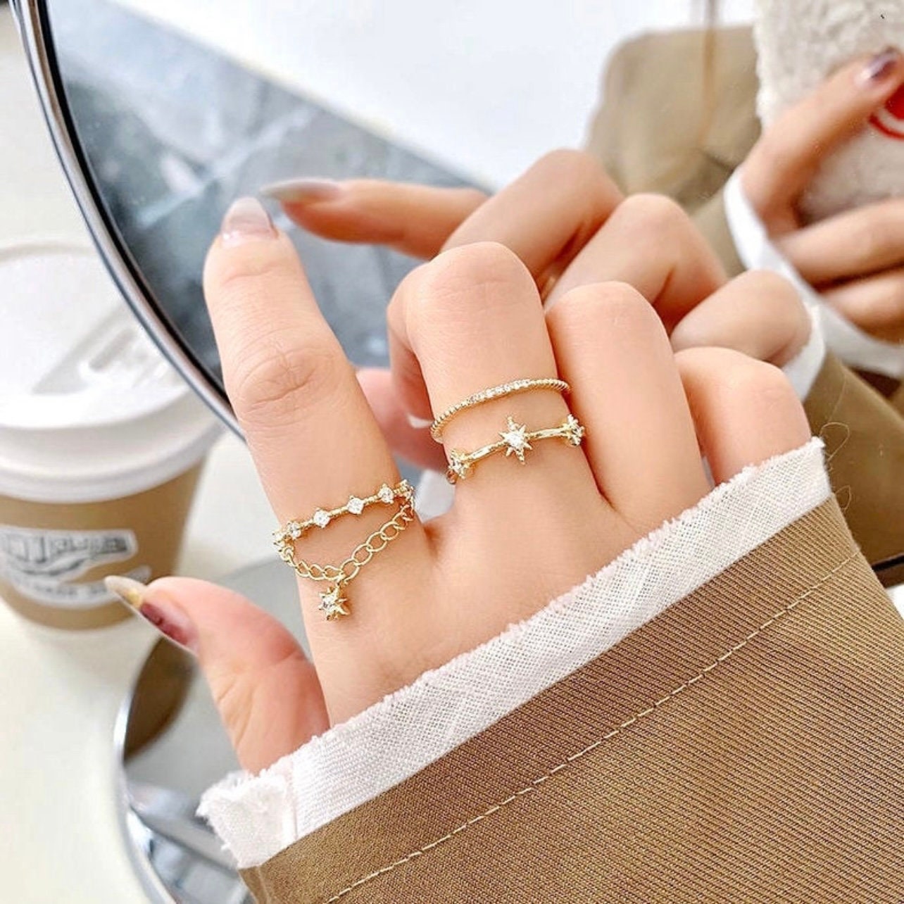 STAR RING SET, Cute Rings, Stackable Star Ring, Cz Rings, Star Ring Set, Dainty Stackable Ring, Adjustable Star Rings, Open Celestial Ring