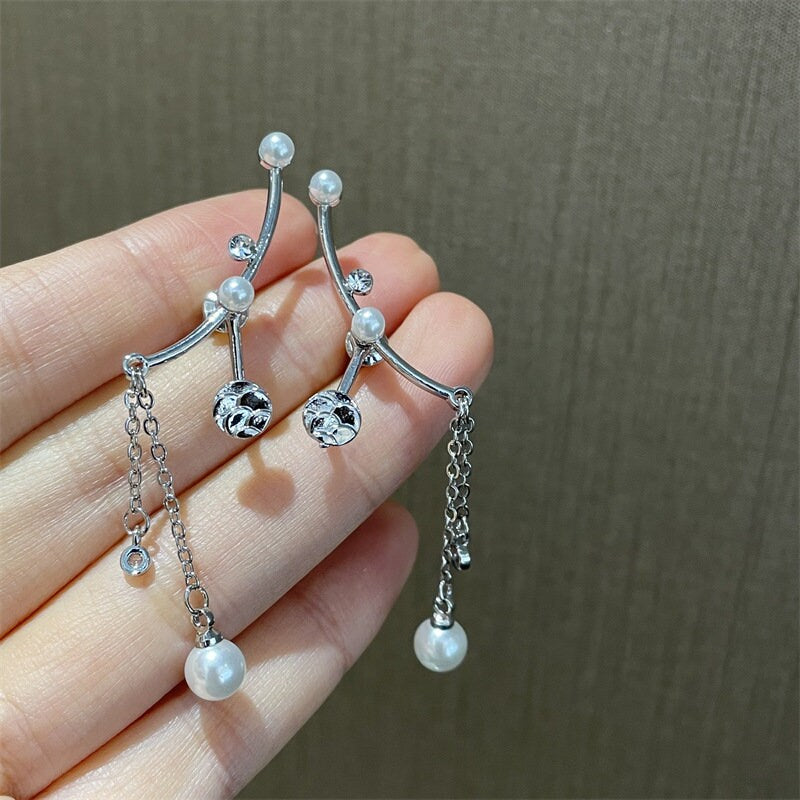 Pearl Spirit Goblin Magical Fantasy Dangling Long Chain Costume Earrings For Her, Chinese Actress Cheap Moment With Idol Dainty Jewelry