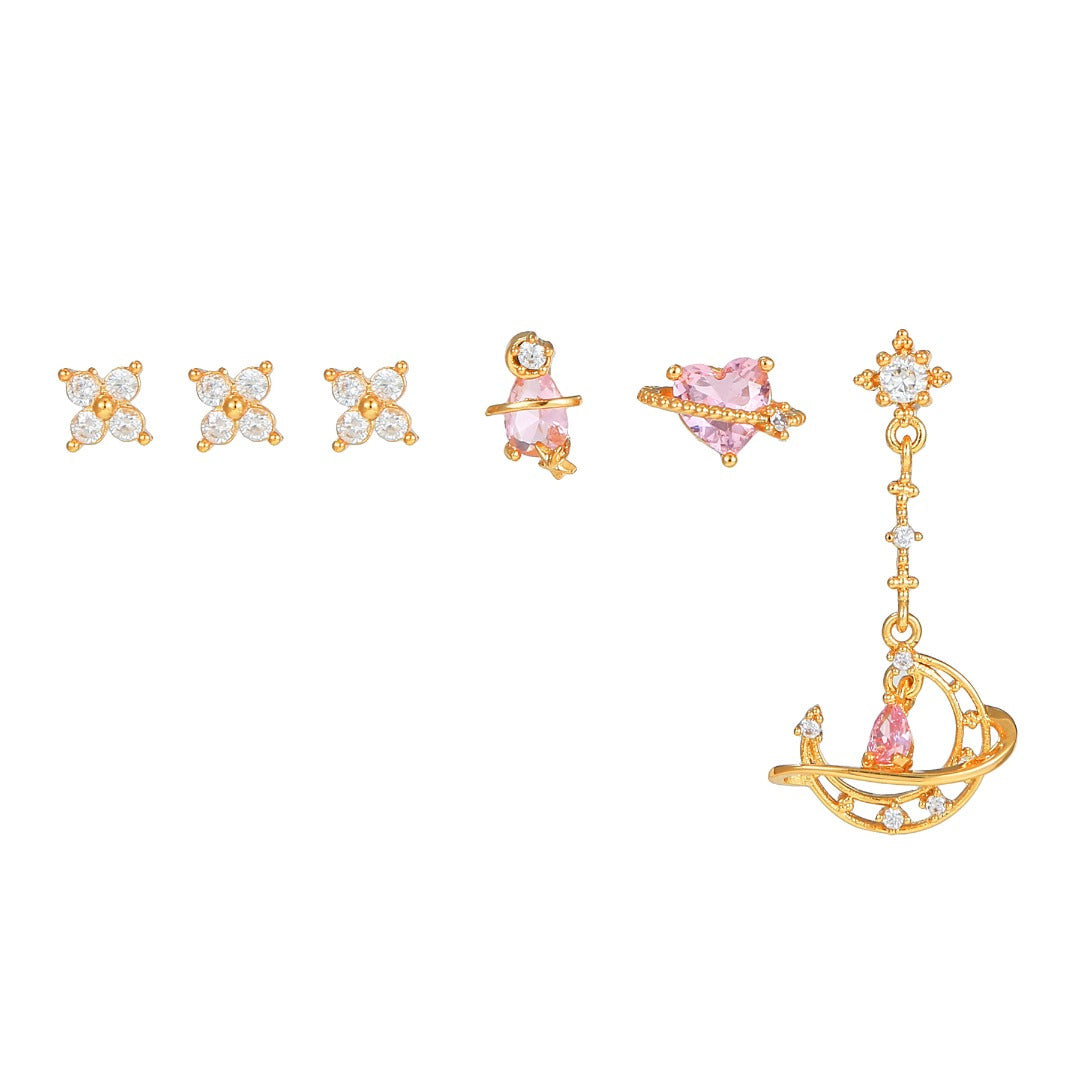 SAILOR MOON Earring Set | Pink Heart & Crescent Moon Drop Earrings | Magical Girl Jewelry
