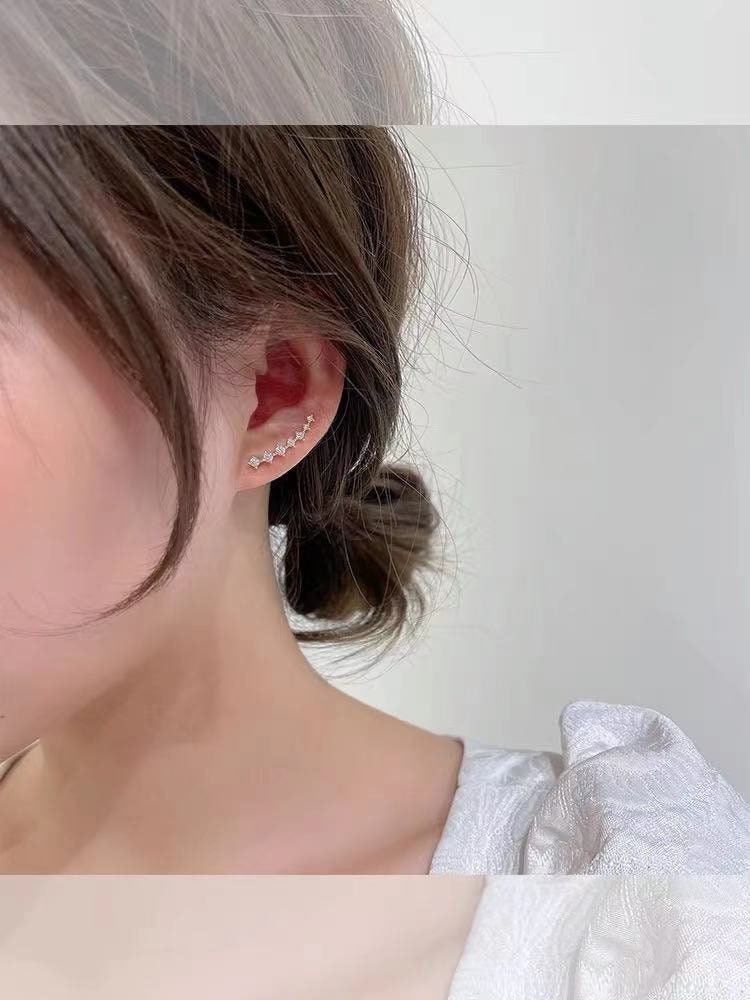 STAR EAR CLIMBER With Crystal Chain Tassel Ear Jacket Earrings Set For Women, Gift For Her, Celestial Ear Climber, Star Dangle Earrings Set