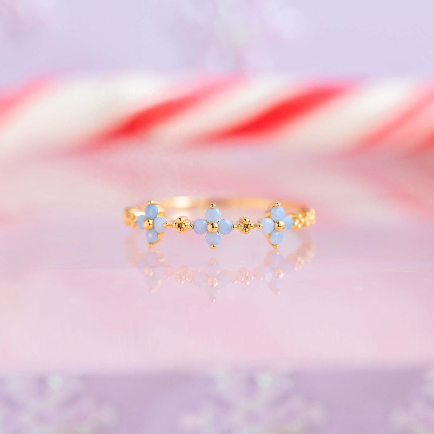 DAINTY FLOWER Stackable Ring Set, Cz Rings, Crescent Rings, Open Ring, Celestial Rings, Rose Gold Rings For Her