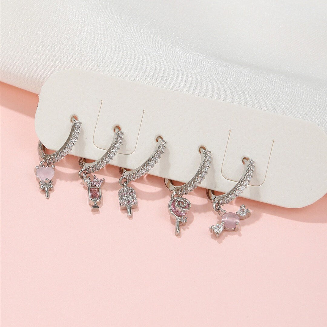 Minimalist Unique Design Multiple Piercing Earrings Set, Dainty Lightweight Huggie Earrings, Best Wedding Bridal Gift For Her And Bestie