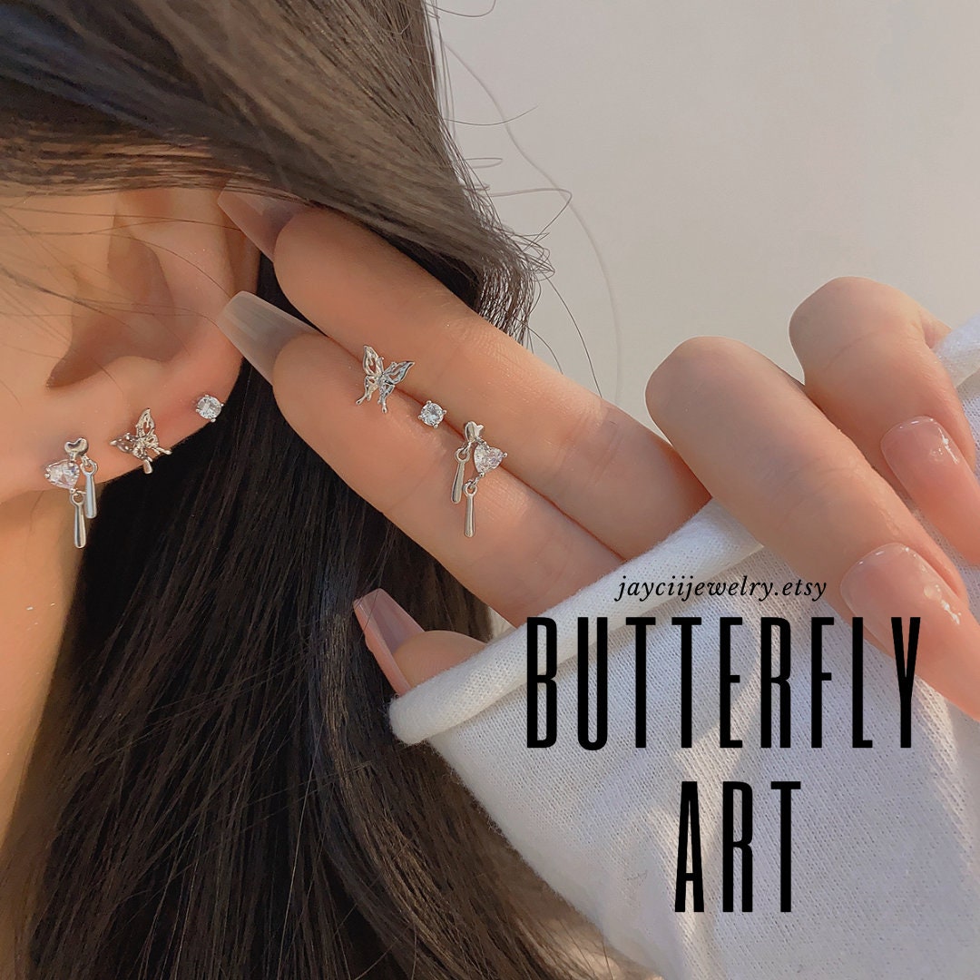 Create a Beautiful Buzz with BUTTERFLY ART - Silver Earrings Set with Multiple Pieces, Perfect for Any Occasion - Handmade Jewelry